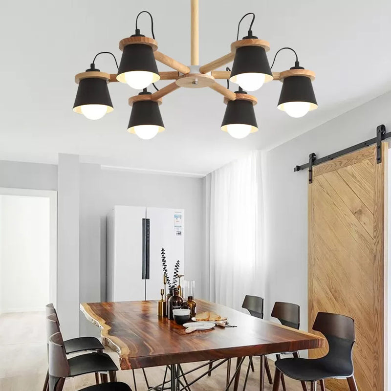 Macaron Metal Chandelier With 6 Bucket Shades Pendant Lighting For Kindergarten