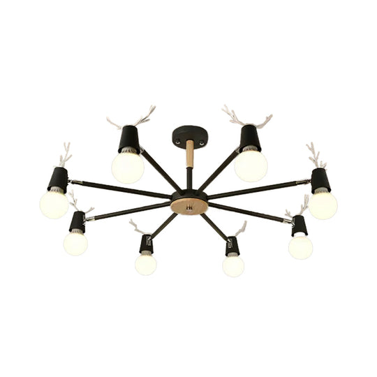 Macaron Sweet Cone Game Room Chandelier - Metal 8-Light Hanging Light With Antlers