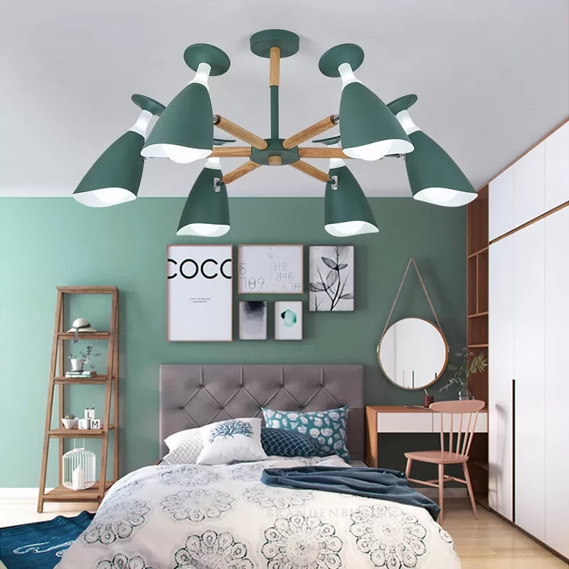 Metal Goblet Chandelier Loft Suspension Light For Baby Bedroom - Rotatable And Stylish Macaron