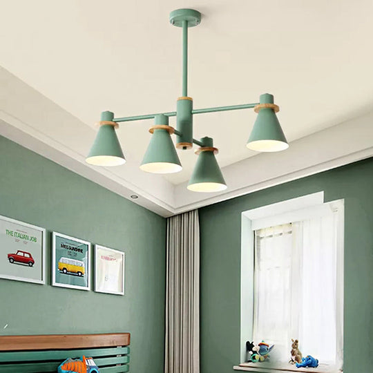 Modern Macaron Pendant Light: Stylish Metallic Chandelier For Child Bedroom