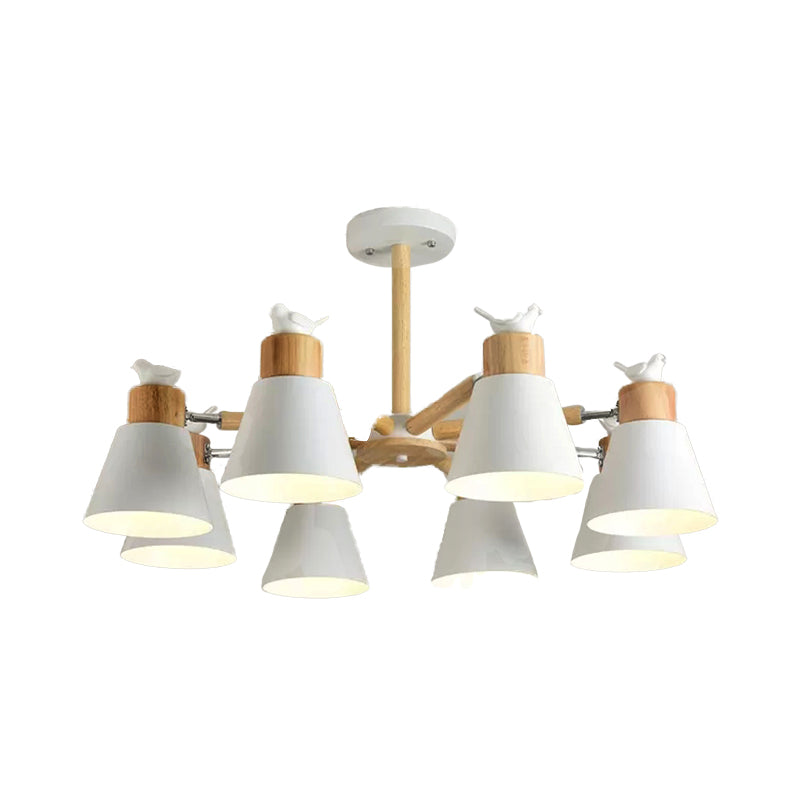 Modern Bird Bucket Pendant Light: Stylish Metal Chandelier For Bedroom