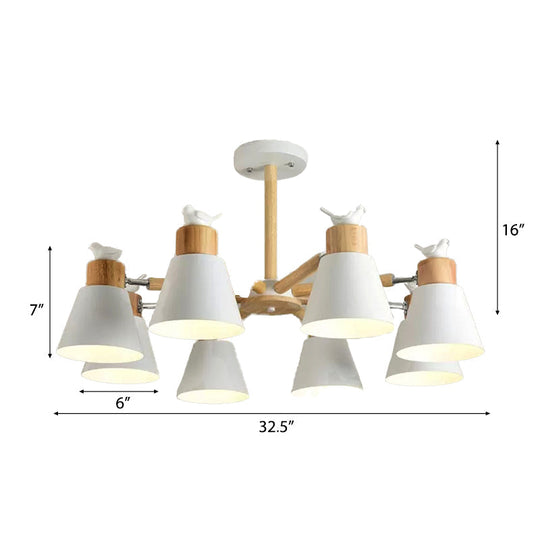 Modern Bird Bucket Pendant Light: Stylish Metal Chandelier For Bedroom