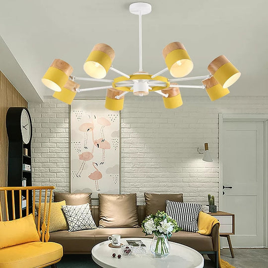 Modern Rotatable Metal Cylinder Chandelier: Macaron Style Ceiling Light For Nursing Room