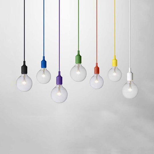 Industrial Silica Gel Pendant Ceiling Light With Adjustable Cord - Exposed Bulb Design For Dining