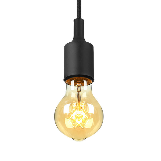 Industrial Pendant Lighting: Silica Gel Exposed Bulb, 1 Head, Adjustable Cord, Black/White