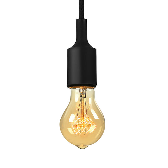 Industrial Pendant Lighting: Silica Gel Exposed Bulb, 1 Head, Adjustable Cord, Black/White