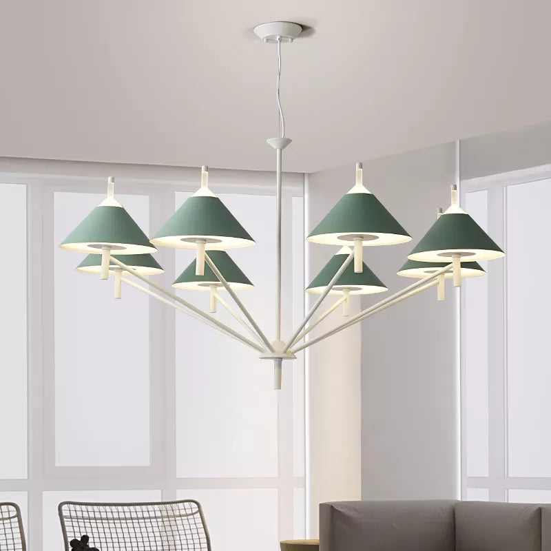 Stylish Macaron Cone Chandelier: Metal Pendant Light For Study Room