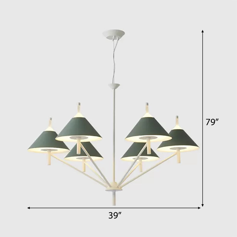 Stylish Macaron Cone Chandelier: Metal Pendant Light For Study Room