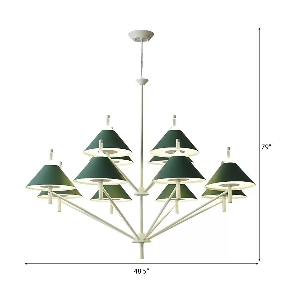 Stylish Macaron Cone Chandelier: Metal Pendant Light For Study Room