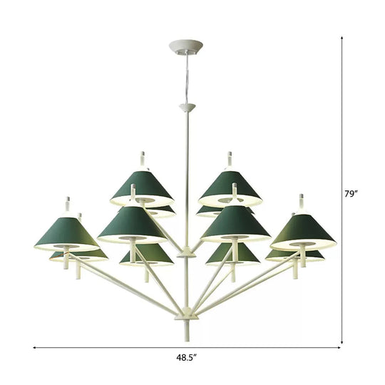 Stylish Macaron Cone Chandelier: Metal Pendant Light For Study Room