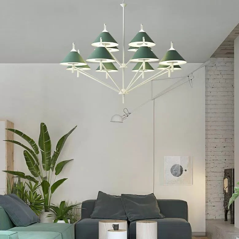 Stylish Macaron Cone Chandelier: Metal Pendant Light For Study Room