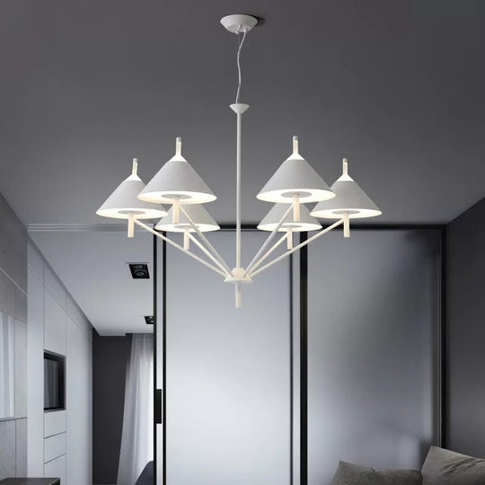 Stylish Macaron Cone Chandelier: Metal Pendant Light For Study Room