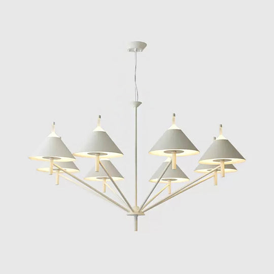 Stylish Macaron Cone Chandelier: Metal Pendant Light For Study Room