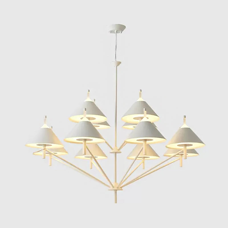 Stylish Macaron Cone Chandelier: Metal Pendant Light For Study Room