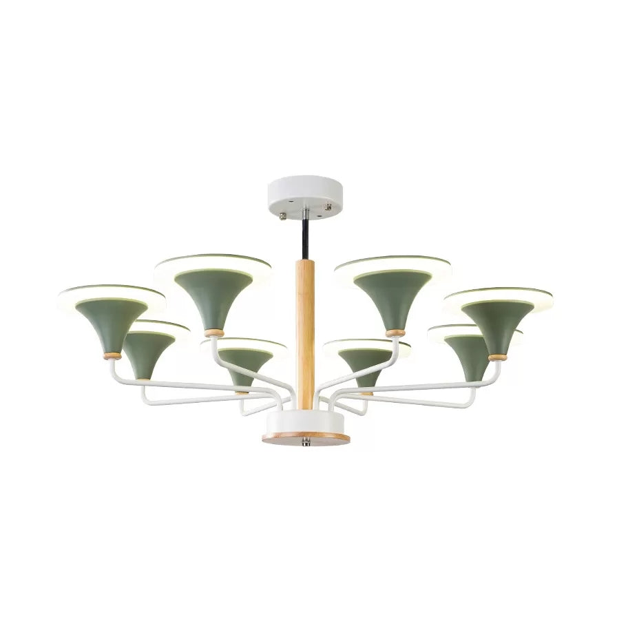 Nordic Modern Pendant Light With Curved Cone Shade - Ideal For Restaurants 6 / Green