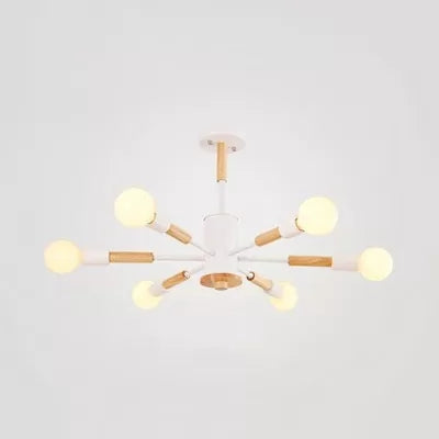 Nordic Style Wood Chandelier - Sky Bang Hanging Light For Kid Bedroom 6 / White