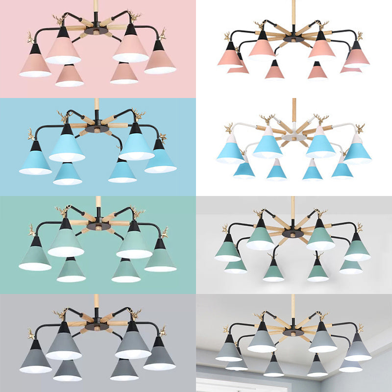 Deer Macaron Style Metallic Pendant Light For Child Bedroom