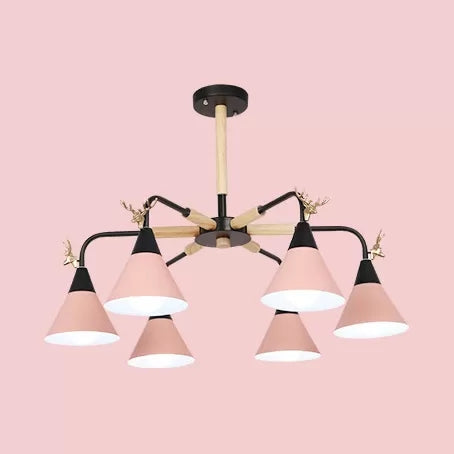 Deer Macaron Style Metallic Pendant Light For Child Bedroom 6 / Pink