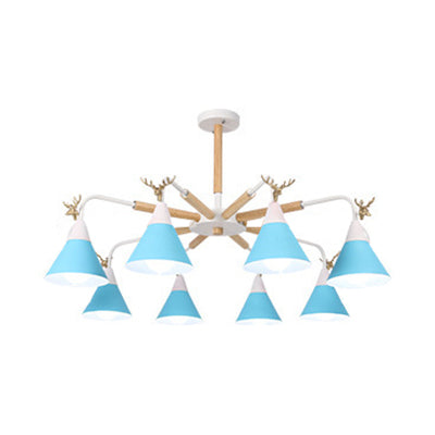 Deer Macaron Style Metallic Pendant Light For Child Bedroom