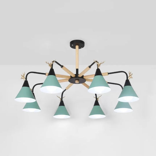 Deer Macaron Style Metallic Pendant Light For Child Bedroom 8 / Green