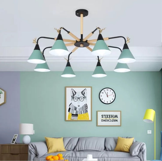 Deer Macaron Style Metallic Pendant Light For Child Bedroom