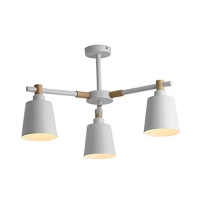 Nordic Style Multi-Head Chandelier For Game Room - Bucket Design With Metal Suspension Light