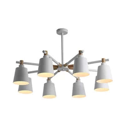 Nordic Style Multi-Head Chandelier For Game Room - Bucket Design With Metal Suspension Light