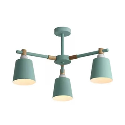 Nordic Style Multi-Head Chandelier For Game Room - Bucket Design With Metal Suspension Light