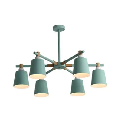 Nordic Style Multi-Head Chandelier For Game Room - Bucket Design With Metal Suspension Light 6 /