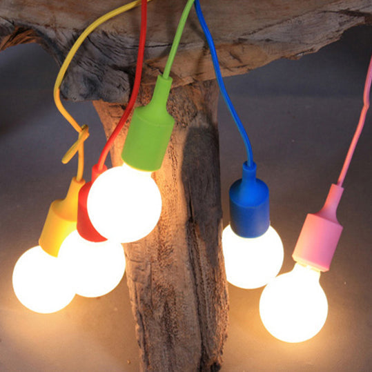 Industrial Silica Gel Pendant Ceiling Light With Adjustable Cord - Exposed Bulb Design For Dining