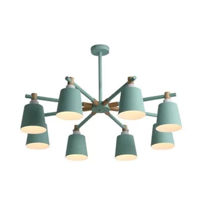 Nordic Style Multi-Head Chandelier For Game Room - Bucket Design With Metal Suspension Light