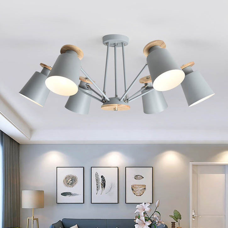 Sleek Nordic Metal Pendant Light With Rotatable Bucket Shade - Ideal For Living Room Ambiance