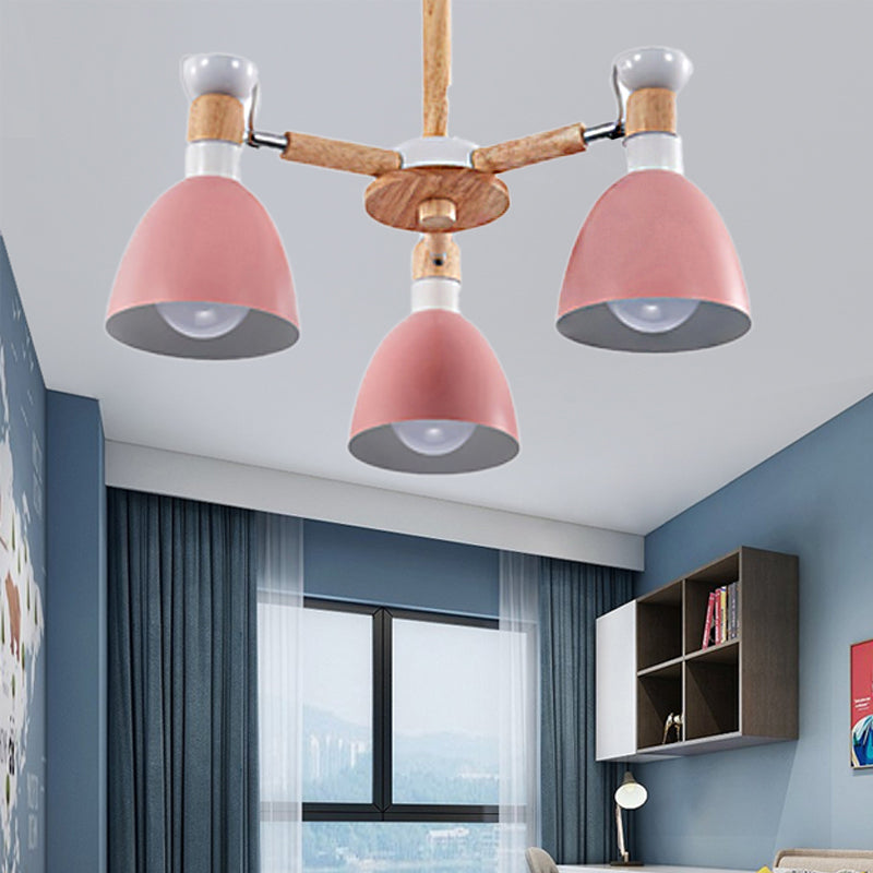 Rotatable Metal Bowl Chandelier - Kindergarten Macaron Hanging Light