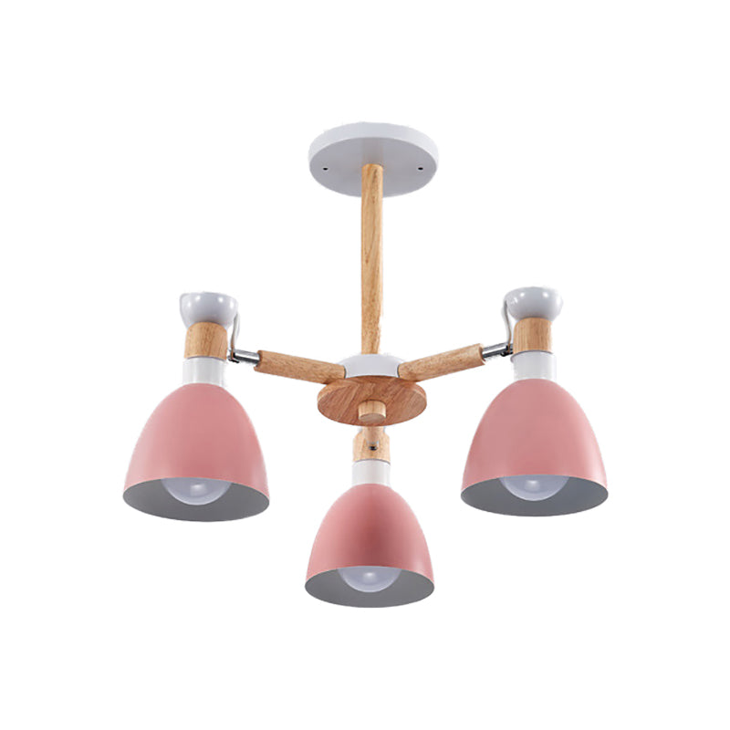 Rotatable Metal Bowl Chandelier - Kindergarten Macaron Hanging Light