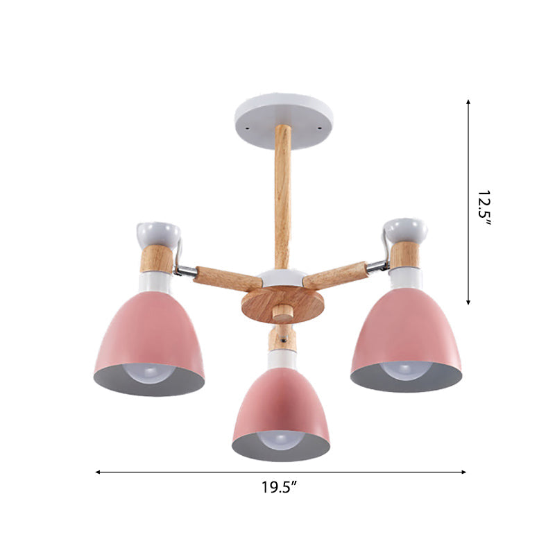 Rotatable Metal Bowl Chandelier - Kindergarten Macaron Hanging Light