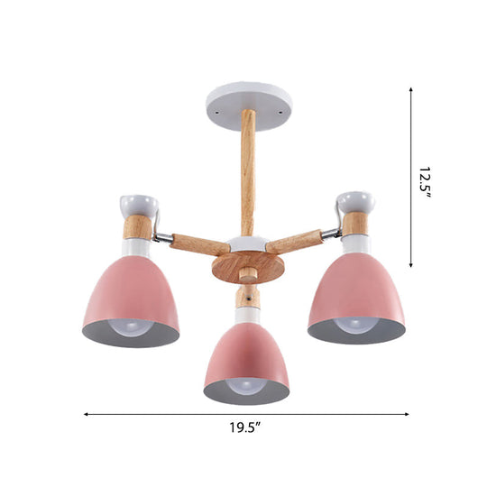 Rotatable Metal Bowl Chandelier - Kindergarten Macaron Hanging Light