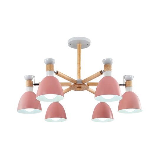 Rotatable Metal Bowl Chandelier - Kindergarten Macaron Hanging Light