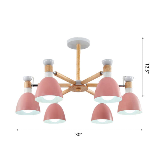 Rotatable Metal Bowl Chandelier - Kindergarten Macaron Hanging Light