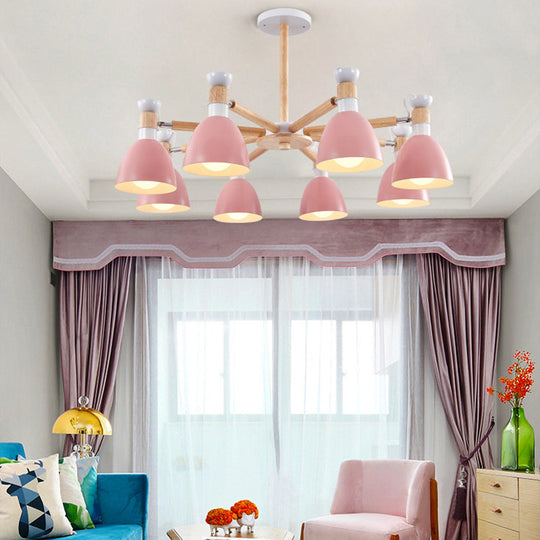 Rotatable Metal Bowl Chandelier - Kindergarten Macaron Hanging Light