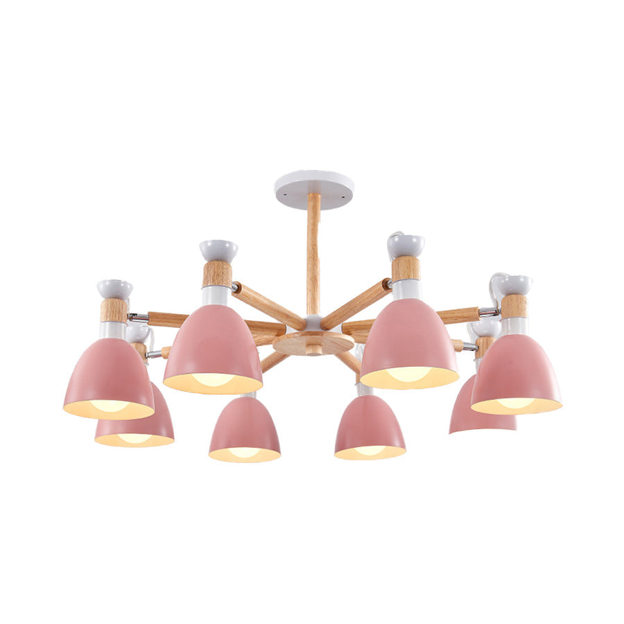 Rotatable Metal Bowl Chandelier - Kindergarten Macaron Hanging Light