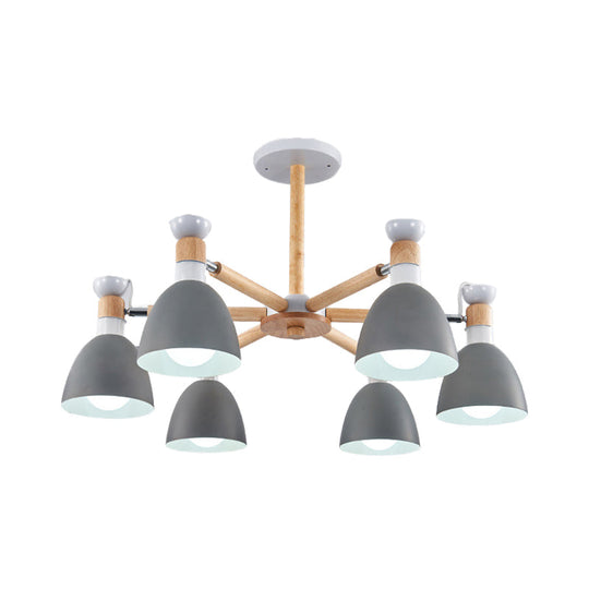 Rotatable Metal Bowl Chandelier - Kindergarten Macaron Hanging Light