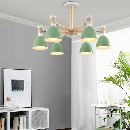 Rotatable Metal Bowl Chandelier - Kindergarten Macaron Hanging Light