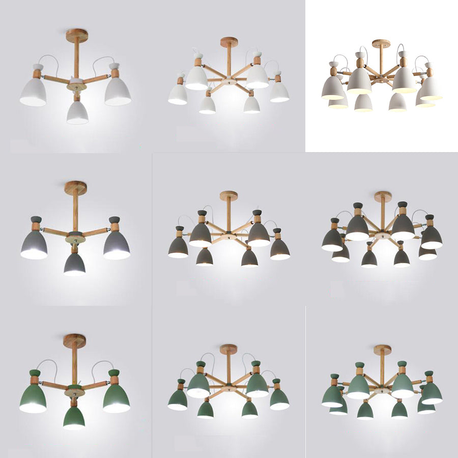 Nordic Stylish Metal Domed Hanging Light - Rotatable Chandelier For Study Room