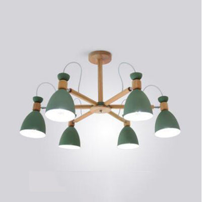 Nordic Stylish Metal Domed Hanging Light - Rotatable Chandelier For Study Room