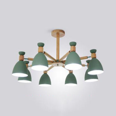 Nordic Stylish Metal Domed Hanging Light - Rotatable Chandelier For Study Room 8 / Green