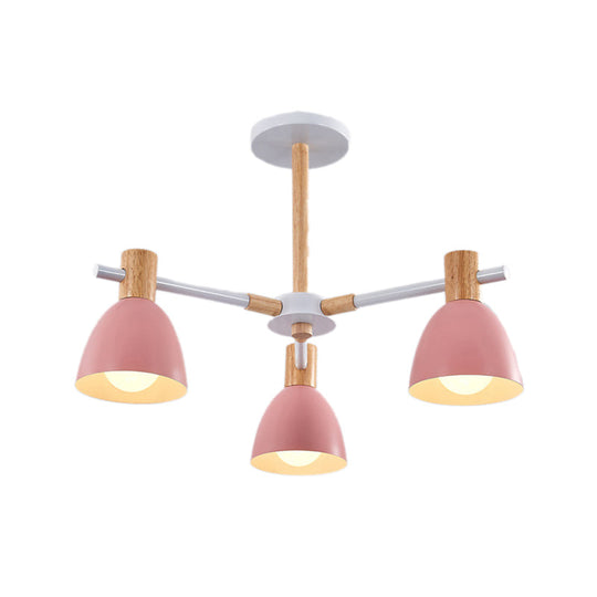 Modern Metallic Macaron Chandelier: Stylish Candy-Colored Game Room Lighting 3 / Pink