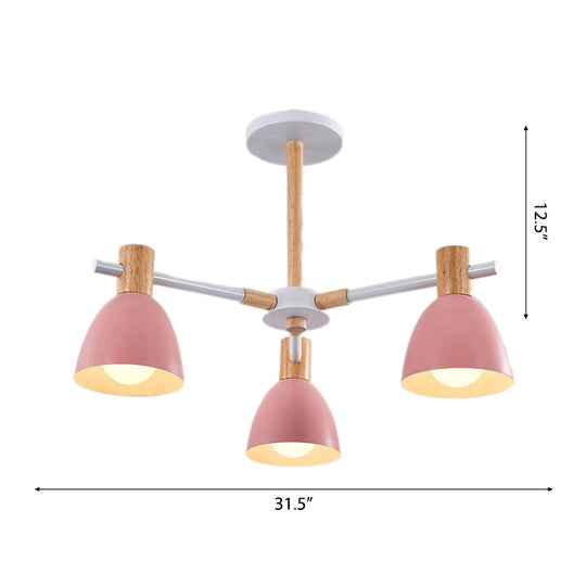 Modern Metallic Macaron Chandelier: Stylish Candy-Colored Game Room Lighting