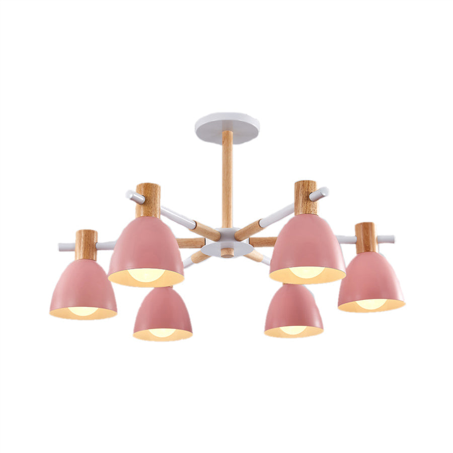 Modern Metallic Macaron Chandelier: Stylish Candy-Colored Game Room Lighting