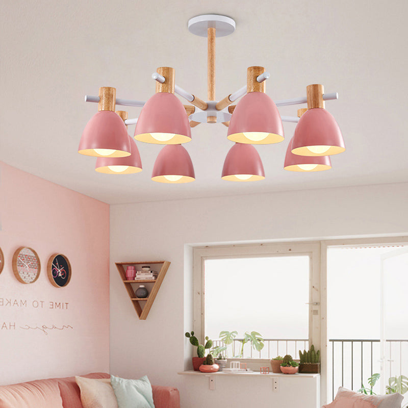 Modern Metallic Macaron Chandelier: Stylish Candy-Colored Game Room Lighting