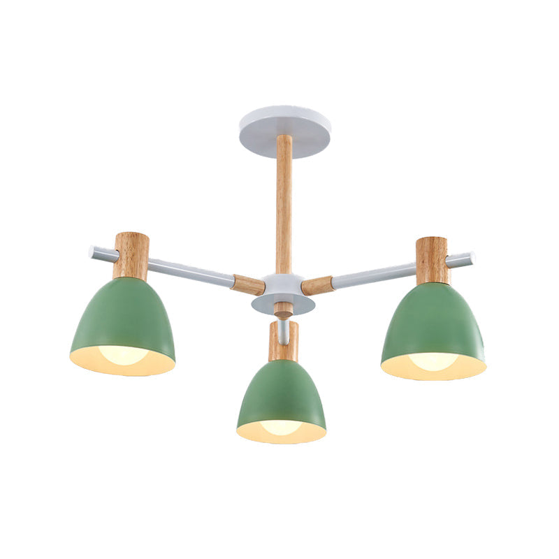 Modern Metallic Macaron Chandelier: Stylish Candy-Colored Game Room Lighting 3 / Green